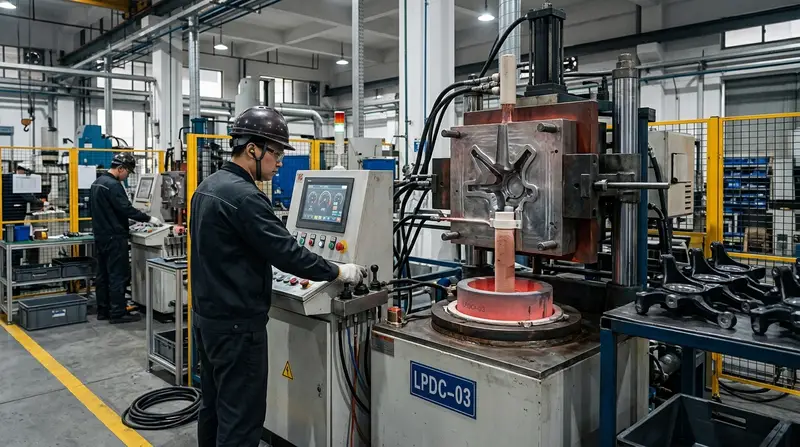 中国低压铝铸造工厂LPDC设备生产汽车铝合金结构件