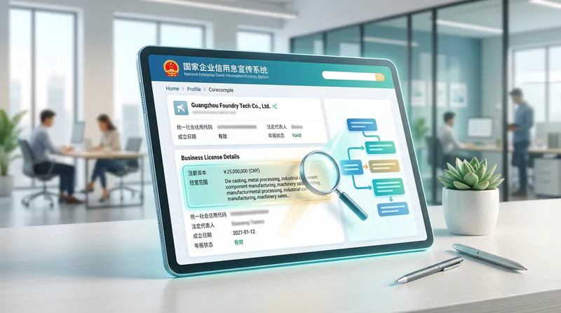 识别从中国采购铸件危险信号的营业执照查询步骤