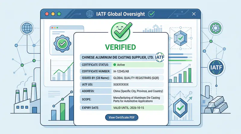 通过 ATF 16949 认证的铝制铸件 中国证书官网验证界面
