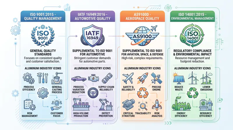 ISO 9001中国铝制铸造厂与其他行业认证对比图