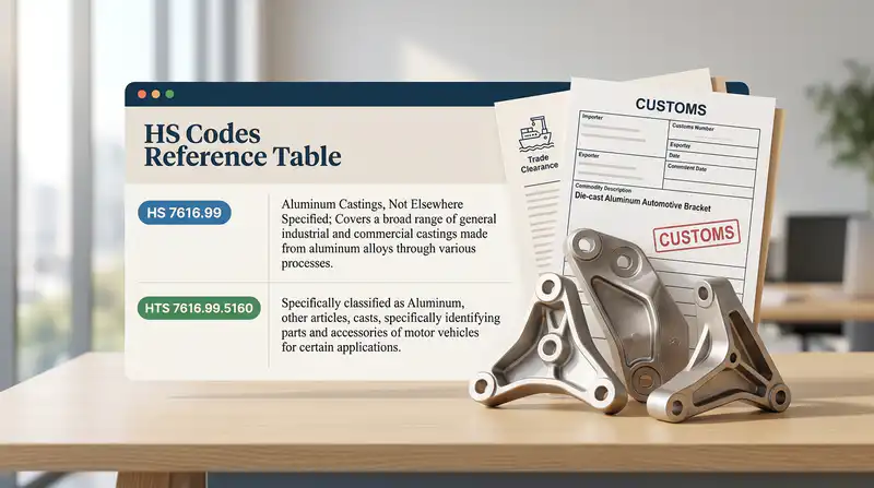 Quick Reference Table for Customs Codes of Aluminum Castings and Corresponding Physical Samples