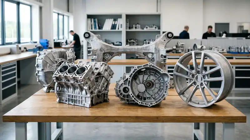 Partes típicas en las que se utilizan las piezas de fundición de aleación de aluminio para automóviles en el vehículo completo